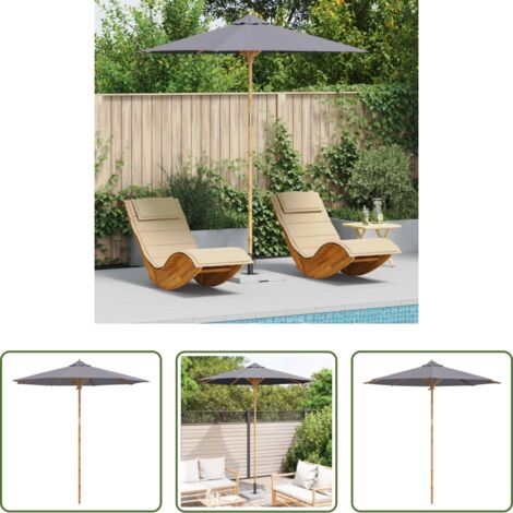 Bambù -  Ombrello da giardino Grigio scuro Ø 270 x 260 cm Bambù
