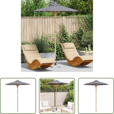 Bambù -  Ombrello da giardino Grigio scuro Ø 270 x 260 cm Bambù