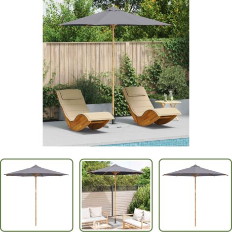 Bambù -  Ombrello da giardino Grigio scuro Ø 270 x 260 cm Bambù