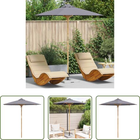 Bambù -  Ombrello da giardino Grigio scuro Ø 270 x 260 cm Bambù