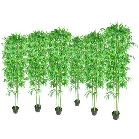 Bambú Plantas Artificiales Hogar Decoración Set de 6