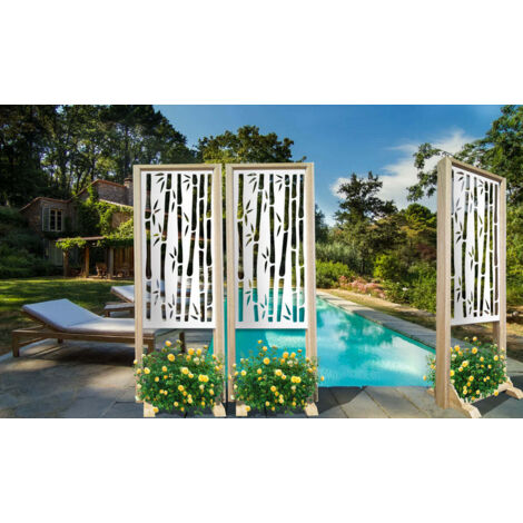 BAMBU - Separè - Paravento modulabile - 70x190cm - in Legno e PVC - Colore: bianco