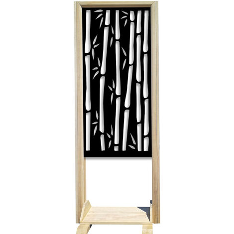 BAMBU - Separè - Paravento modulabile - 70x190cm - in Legno e PVC  Nero
