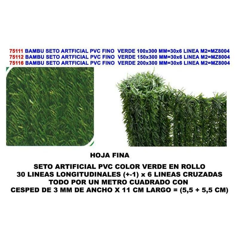 

bambu seto artif. pvc fino verde 100x300 mm 30x6 linea m2 mz8004 - Mibricotienda