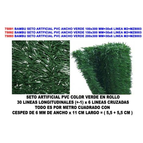 Bambu Seto Artificial PVC Hoja Ancha Pino Verde 1 x 3 m