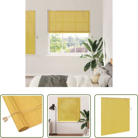 Bambù -  Tenda a rullo con tende Giallo 150 x 160 cm Bambù