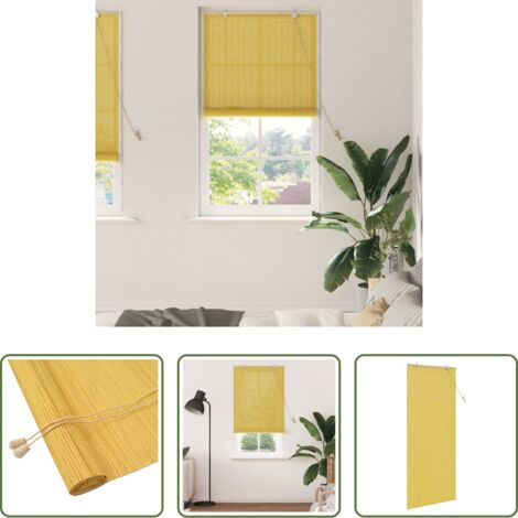 Bambù -  Tenda a rullo con tende Giallo 90 x 220 cm Bambù