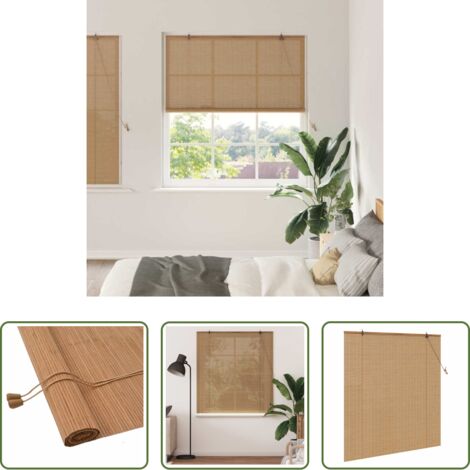 Bambù -  Tenda a rullo con tende Marrone 140 x 160 cm Bambù