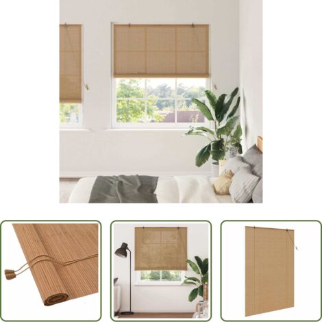 Bambù -  Tenda a rullo con tende Marrone 140 x 220 cm Bambù