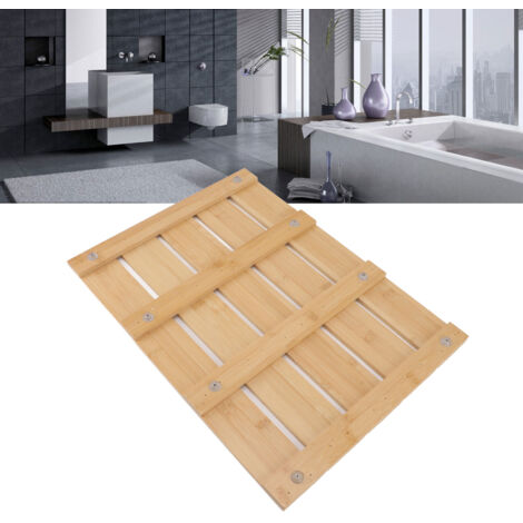 Bambus-Badematte 100 cm x 60 cm, multifunktional, rutschfest, leicht zu reinigen, aus natürlichem Bambusmaterial, für Bad, Küche und Flur