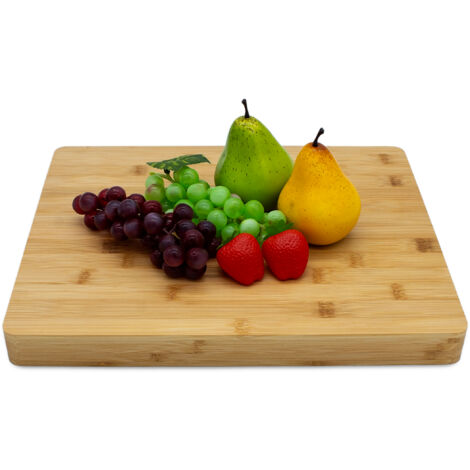 Bambus Schneidebrett massiv - 38 x 31 cm - Küchenbrett aus FSC Holz lebensmittelecht - Servierbrett Holzbrett Servierplatte Küchen Arbeitsbrett Brettchen Schneideunterlage