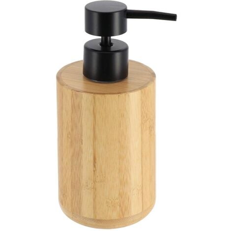 Bambus spender rund pumpe schwarz 200ml - bambus - Tendance