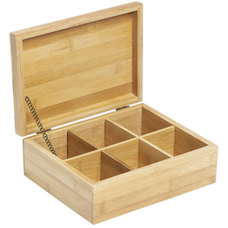 Bambus Teebox 6 Fächer 22x18x9cm-M94673-Teebox