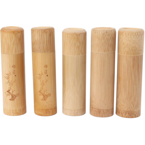 Bambus-Teedosen (12 cm) für Reisen, Aufbewahrungsbehälter für Tee, Kaffee, Nüsse, 2 Dosen im Pflaumenblüten-Design, 3 neutrale Dosen
