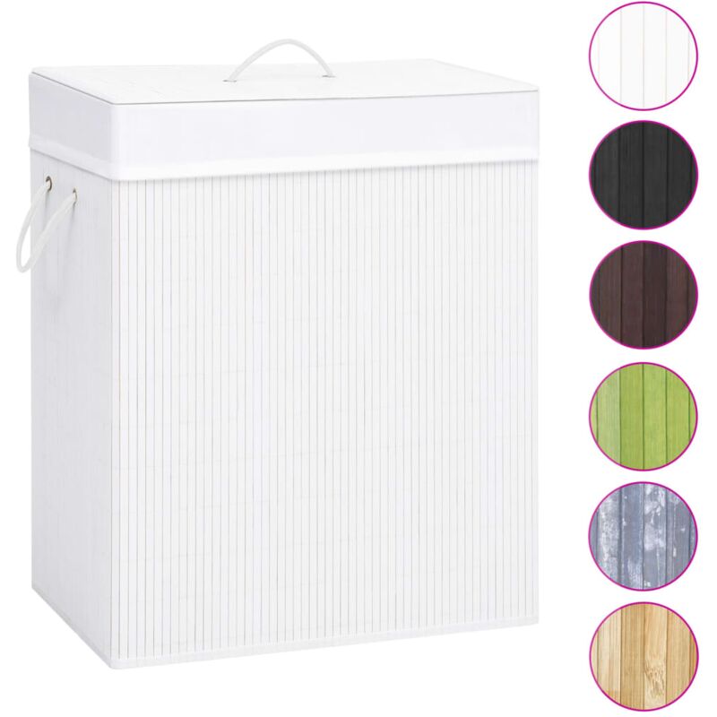 Vidaxl Weiß Bambus-Wäschekorb Mit 1 Fach 83 L