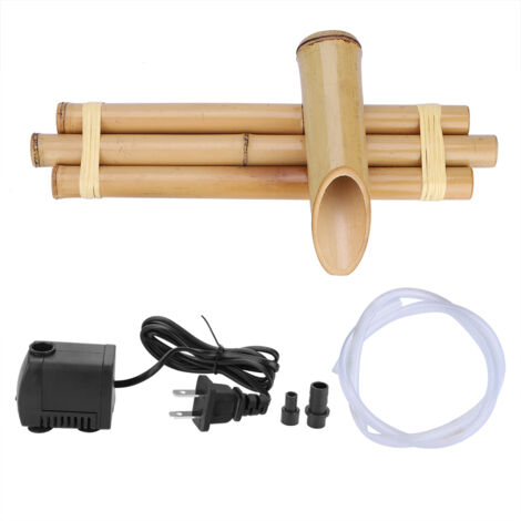 Bambusbrunnen mit Pumpe. Dreiarmiger Brunnen für den Innen- und Außenbereich (110-V-US-Stecker).