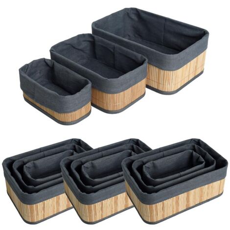 Bambuskorb Aufbewahrungsbox 4er Set mit je 3 Größen Aufbewahrungskorb Organizer
