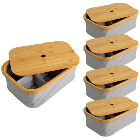 Bambuskorb Aufbewahrungskorb 6fach Unterteilung 5er Set faltbar Aufbewahrungsbox