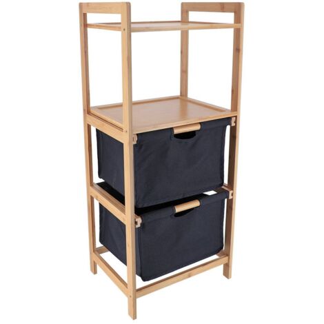 Bambusmöbel 2 polyesterkörbe + regale - schwarz bambus - Tendance