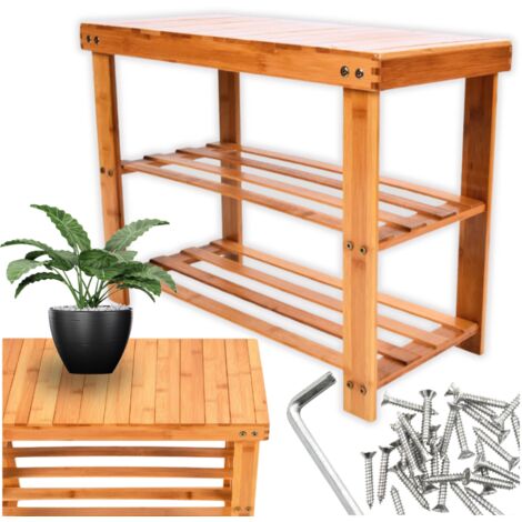 Bambusregal, freistehendes Schuhregal, Schrank mit 3 Ablagen, Badezimmer, Flur