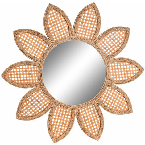 Bambusspiegel Spiegel 60x2x60 Spiegel in Bambusbraun natürlicher Sonnenmaterial Farbe Mirolly Mirrors Familiendetails