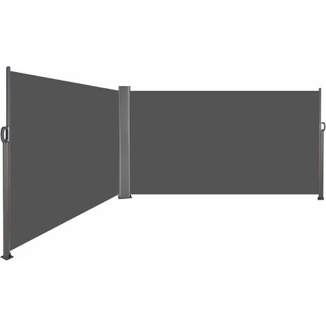 BAMNY  Auvent Store latéral Double Rétractable, Paravent Extérieur, Brise-Vue, Abri Soleil, Résistant aux UV, en Aluminium et Tissu Polyester 280 g/㎡, pour Jardin, Balcon, Terrasse