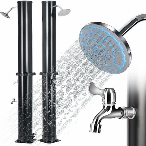 BAMNY Douche Solaire 35L, Douche de Jardin Chaude avec Robinet et Pommeau de Douche, sans Raccordement électrique, pour Jardin Piscine Plage, 16.5cm, 216cm