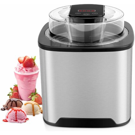 da 5 a 45 minuti Inclusi Ricettario e Cucchiaio Senza Compressore Display LCD Sorbetti e Gelato Acciaio Inox con Timer Momboo Gelatiera Macchina Gelato 12W 2L per Yogurt 