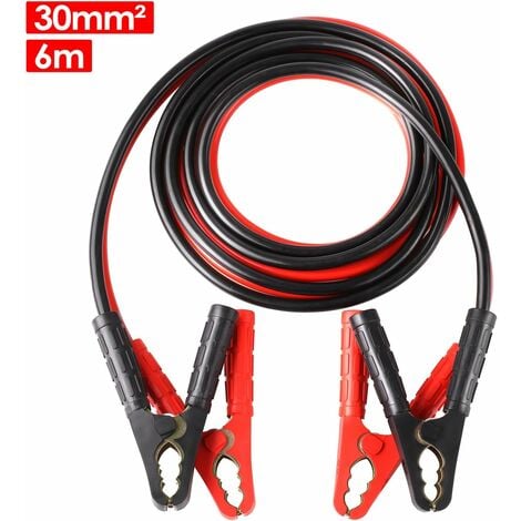 Bamny Jump Leads 6M 1500A for Car Van Truck, Car Battery Jumper Cable Made of Copper 30mm2 for 12V and 24V with Gloves and Storage Bag