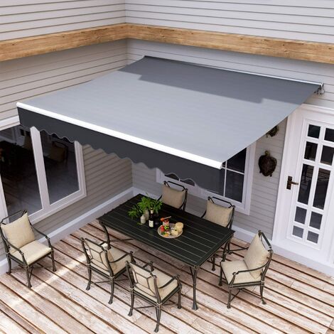 main image of "BAMNY Manual awning for patio, courtyard, balcony, restaurant, café Articulated arm awning, UV protection and waterproof 2.5 x 3m (GRAY)"