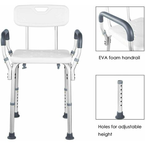 main image of "Bamny Portable Bath Chair Shower Stool Seat Bench Bathroom Aluminum Adjustable Height for Handicap, Disabled, Seniors and Elderly with Non Slip Tub"