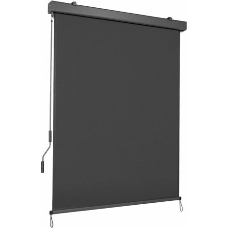 BAMNY  Store Vertical Balcon Store Roulant Extérieur en Métal et Polyester avec Manivelle et Cassette d'Auvent Pare-Soleil, Pare-Vue, Protection du Vent pour Balcon, Terrasse, Patio