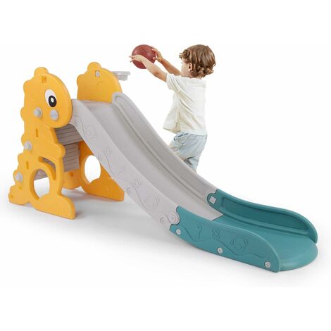 BAMNY Toboggan pour Enfants 179.8 x 44.9 x 80 cm, Toboggan Amusant avec Panier de Basket et Basketball, Toboggan Enfant (jusqu'à 50 kg)