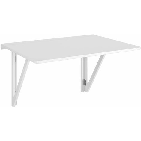 main image of "Bamny wall table foldable folding table with 2 brackets wall folding table dining table kitchen table desk computer table white wood wall kitchen 80x60cm"