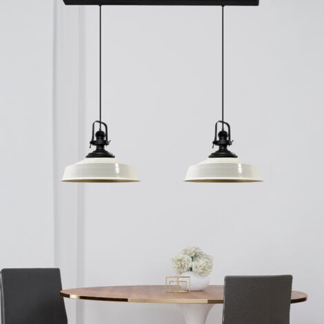 bamyum Asletl Suspension Luminaire Industrielle Rétro en Metal Lot de 2, Lustre de Salon Vintage, Éclairage de Plafond pour Chambre, Cuisine, Lampe Suspendue Blanc