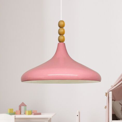 bamyum Holz Champion Suspension Industrielle Plafonnier, 35 cm Abat-Jour Plafonnier, Suspension Industrielle, E27 Lumières Pour Salon & Salle À Manger, Luminaire Suspendu Rose