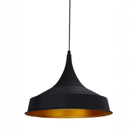 bamyum Tomsa Lampe Suspendue Industrielle en Métal Ø41 cm, Suspension E27 Noir, Vintage, Table à Manger et Salon