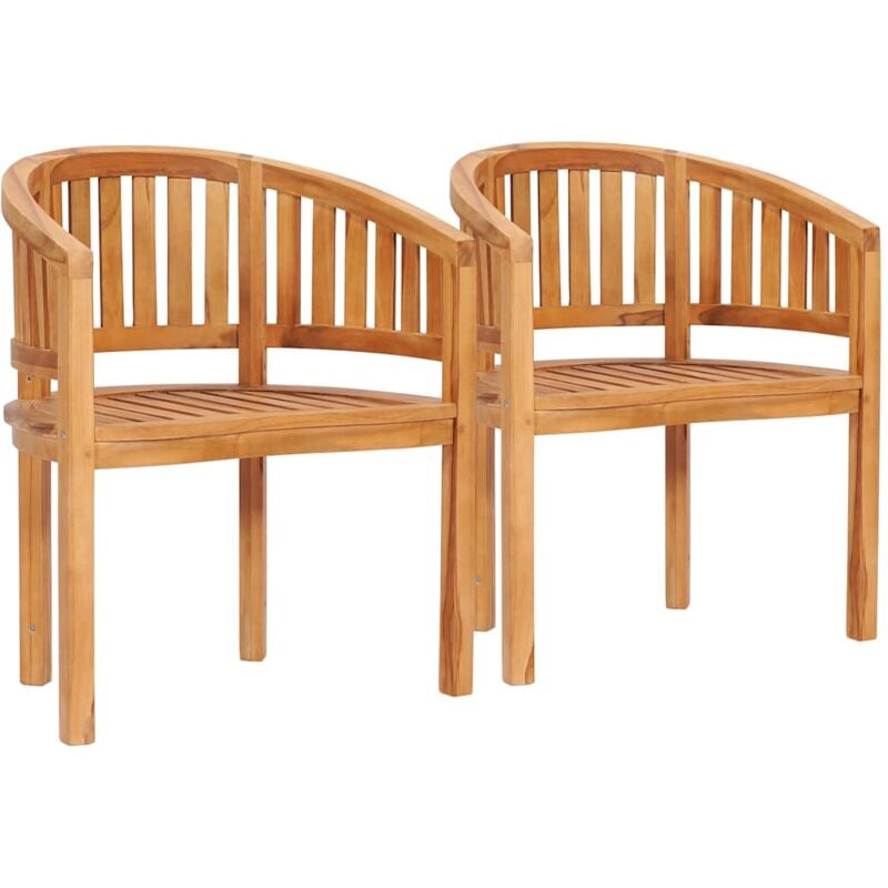 Banana Chairs 2 pcs Solid Teak Wood Vidaxl