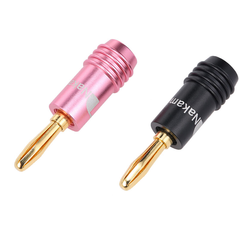 

Banana Plugs Black & Pink Jack Conectores chapados en oro de 24K Enchufe amplificador para cables de conector de altavoz, Multicolor, 6 pares