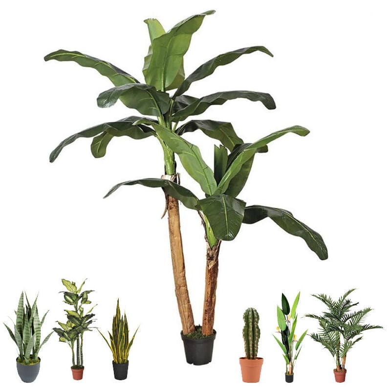 Suinga - Bananier Artificiel 180cm avec pot Plantes en plastique pour la décoration de jardin intérieur et extérieur