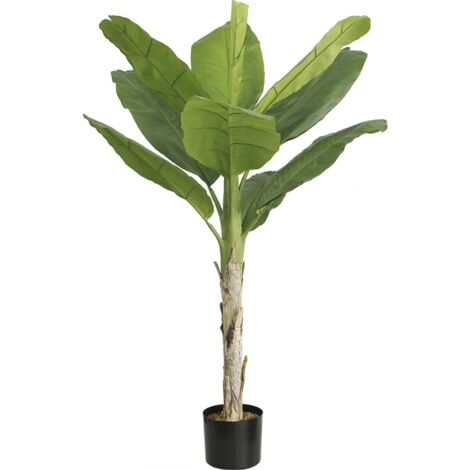 bananier artificiel vert réaliste pour décoration intérieure - vert feuillage naturel et tronc marron