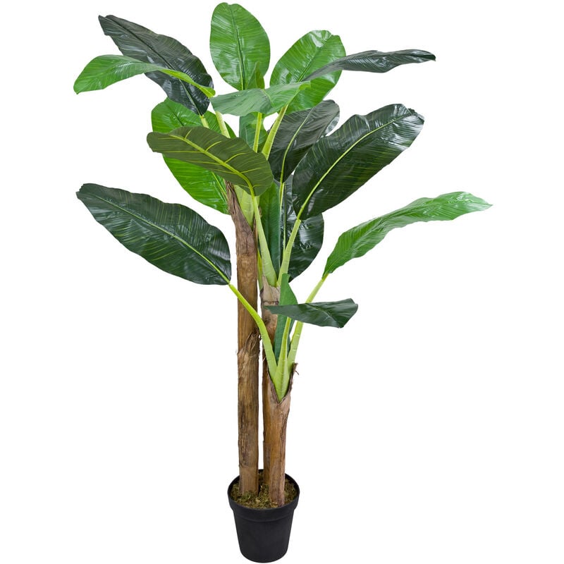 Bananier Plante Artificielle Artificiel avec Pot 190cm Bois Naturelles Decovego