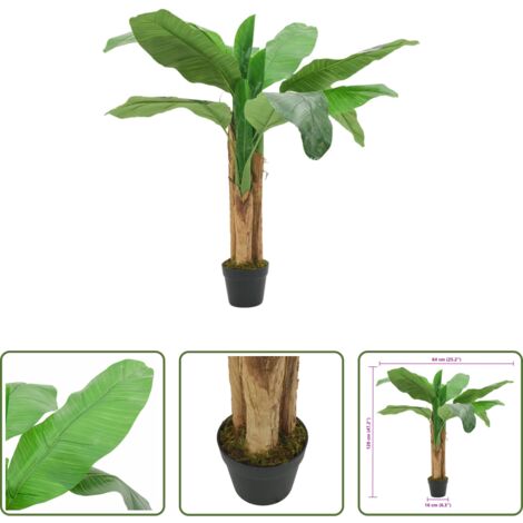 Banano artificiale -  Albero di Banano Artificiale 9 Foglie 120 cm Verde
