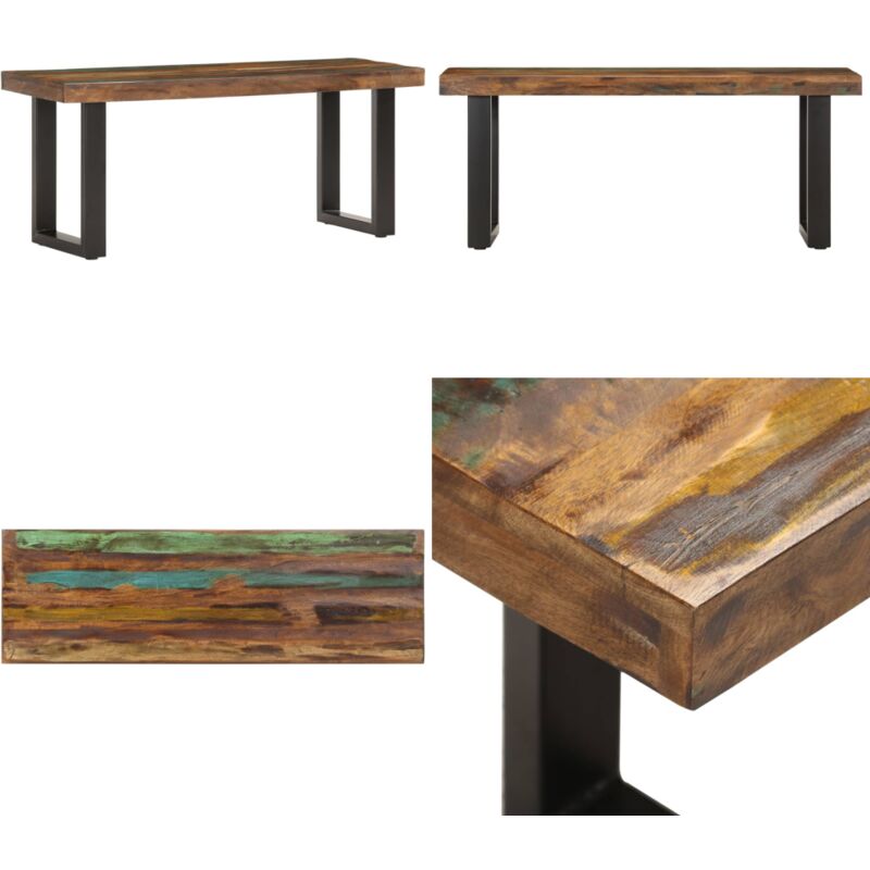 Vidaxl - Banc 110 cm Bois de récupération solide et acier - Banc Industriel - Banc Bois Récupéré - Mobilier Vintage - Rangement Hall D'entrée