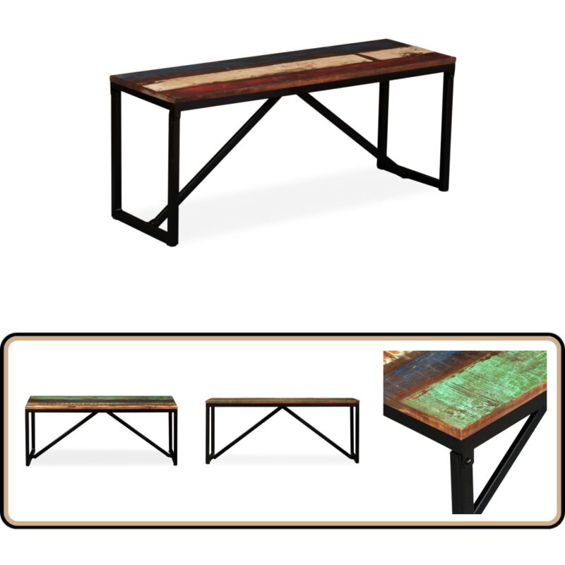 Vidaxl - Banc 110 x 35 x 45 cm Bois de récupération massif - Banc Industriel - Banc Design - Mobilier Vintage - Banc Bois Récupéré - Meubles Rustiques