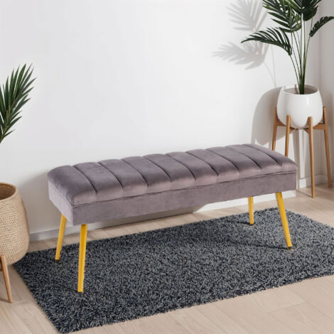 Banc 110x40x43 en velours gris anthracite