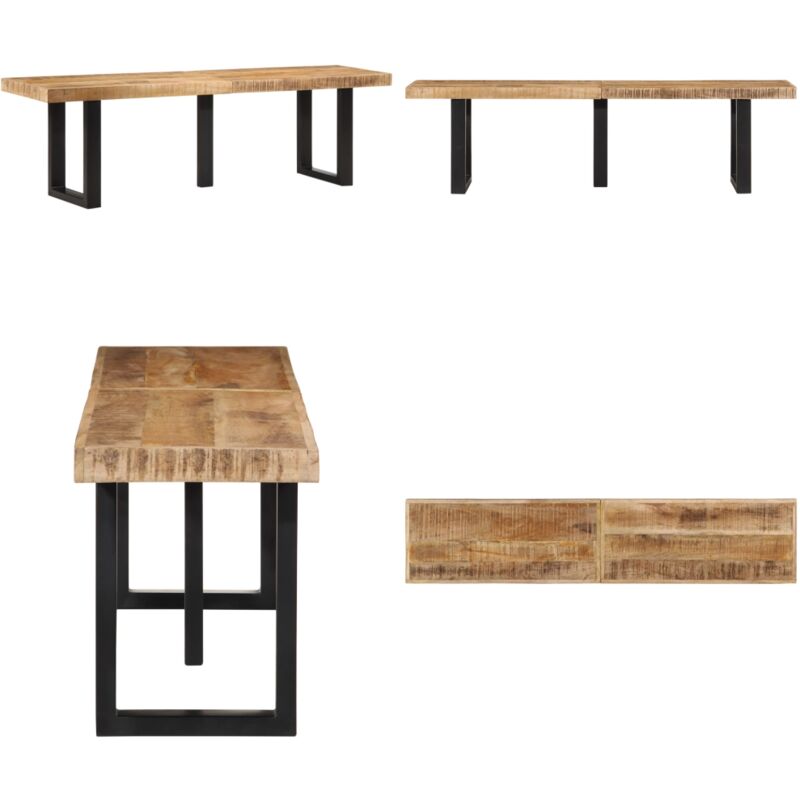 Vidaxl - Banc 160 cm bois de manguier brut massif et acier - Banc Design Industriel - Banc Bois Massif - Banc Manguier - Banc Entrée - Banc Salon
