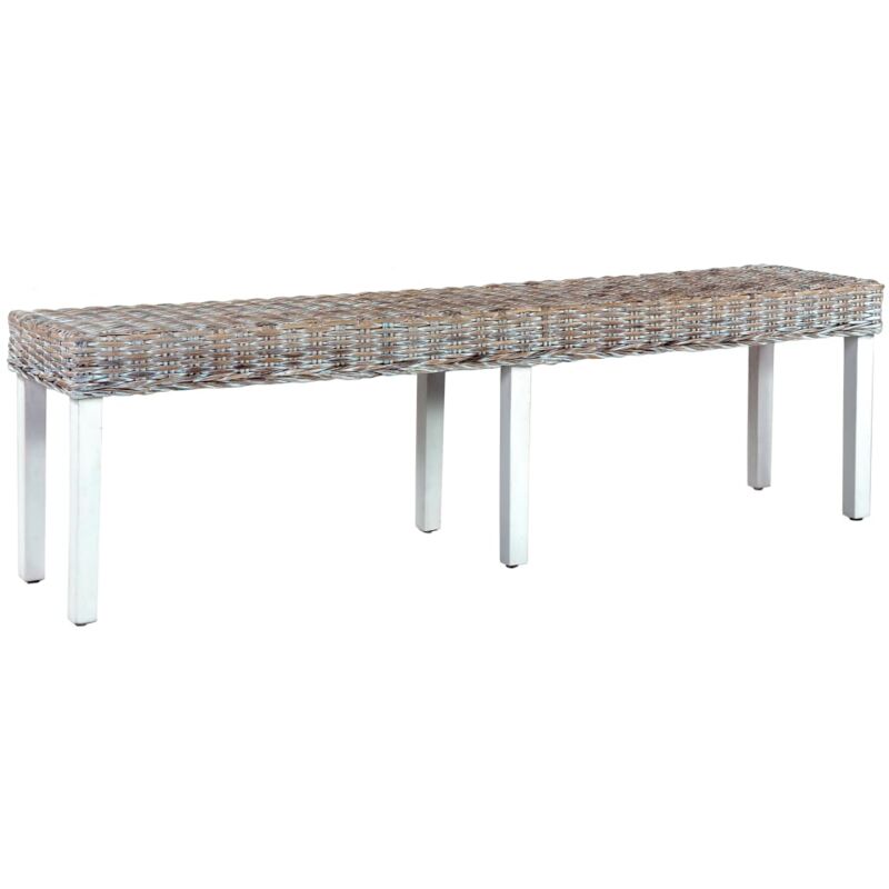 Vidaxl - Banc 160 cm Blanc Rotin naturel kubu et bois de manguier massif