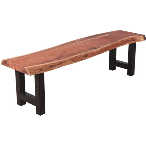 Banc 160x40x45 cm en acacia et métal noir - STACY