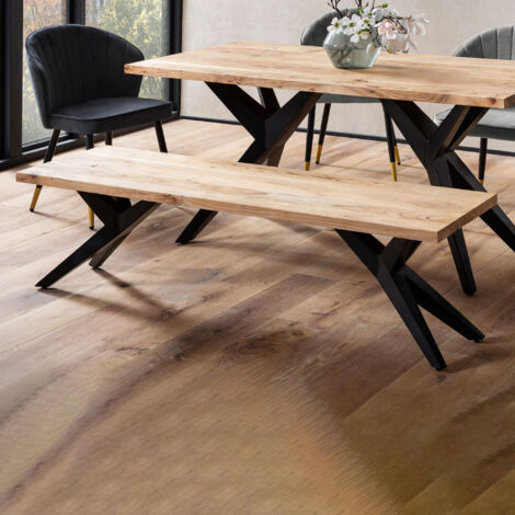 Banc 175x45x45 cm en acacia massif et métal noir - FUJI
